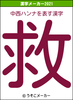 中西ハンナの2021年の漢字メーカー結果