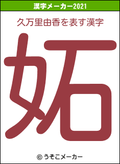 久万里由香の2021年の漢字メーカー結果