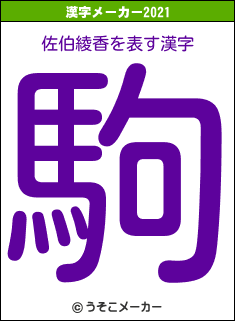 佐伯綾香の2021年の漢字メーカー結果
