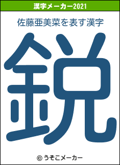 佐藤亜美菜の2021年の漢字メーカー結果