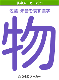佐藤 朱音の2021年の漢字メーカー結果