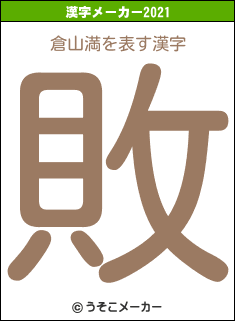 倉山満の2021年の漢字メーカー結果