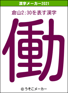 倉山2:30の2021年の漢字メーカー結果