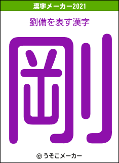 劉備の2021年の漢字メーカー結果