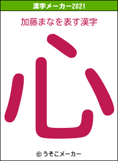 加藤まなの2021年の漢字メーカー結果