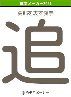 勇郎の2021年の漢字メーカー結果