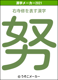 右寺修の2021年の漢字メーカー結果