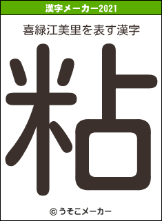 喜緑江美里の2021年の漢字メーカー結果