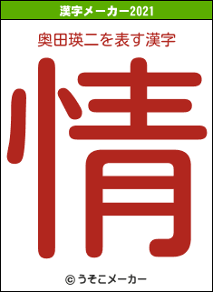 奥田瑛二の2021年の漢字メーカー結果