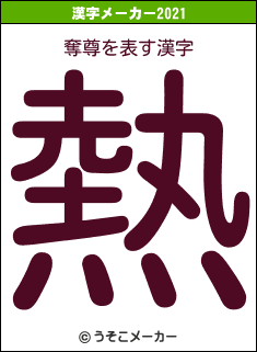 奪尊の2021年の漢字メーカー結果