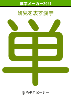 妍兒の2021年の漢字メーカー結果