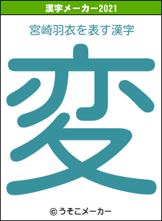 宮崎羽衣の2021年の漢字メーカー結果