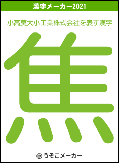 小高莫大小工業株式会社の2021年の漢字メーカー結果