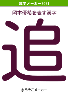 岡本優希の2021年の漢字メーカー結果
