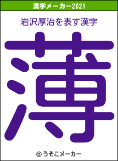 岩沢厚治の2021年の漢字メーカー結果