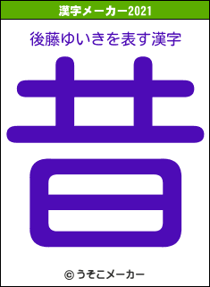 後藤ゆいきの2021年の漢字メーカー結果