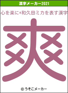 心を楽に*和久田ミカの2021年の漢字メーカー結果