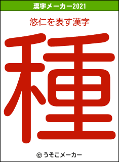 悠仁の2021年の漢字メーカー結果