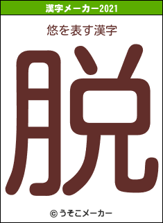 悠の2021年の漢字メーカー結果