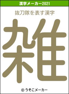 抜刀隊の2021年の漢字メーカー結果