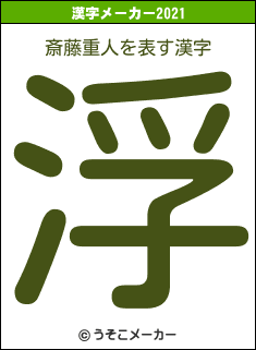 斎藤重人の2021年の漢字メーカー結果