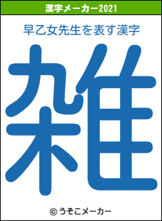 早乙女先生の2021年の漢字メーカー結果