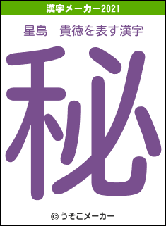 星島　貴徳の2021年の漢字メーカー結果