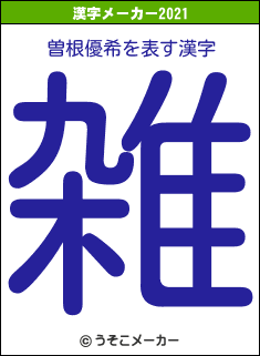 曽根優希の2021年の漢字メーカー結果