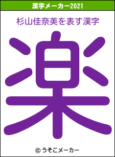 杉山佳奈美の2021年の漢字メーカー結果