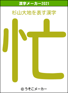 杉山大地の2021年の漢字メーカー結果