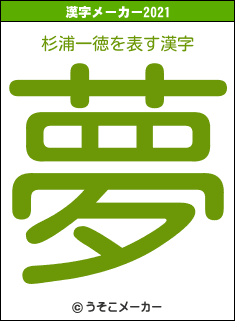 杉浦一徳の2021年の漢字メーカー結果