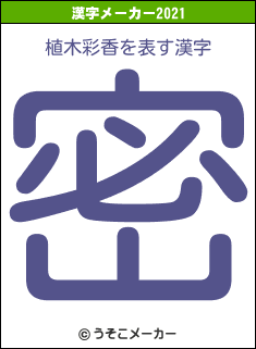植木彩香の2021年の漢字メーカー結果