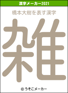 橋本大樹の2021年の漢字メーカー結果