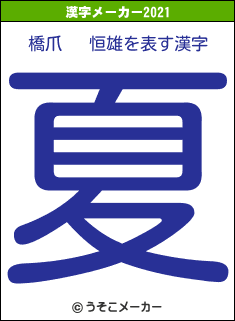 橋爪   恒雄の2021年の漢字メーカー結果