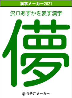 沢口あすかの2021年の漢字メーカー結果
