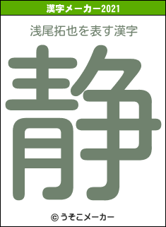 浅尾拓也の2021年の漢字メーカー結果