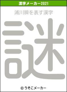 浦川瞬の2021年の漢字メーカー結果