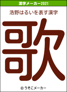 浩野はるいの2021年の漢字メーカー結果