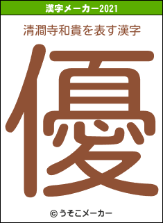 清澗寺和貴の2021年の漢字メーカー結果