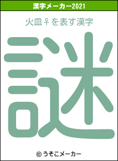 火皿♀の2021年の漢字メーカー結果