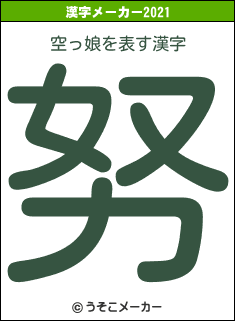 空っ娘の2021年の漢字メーカー結果