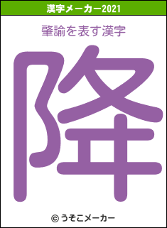 肇諭の2021年の漢字メーカー結果