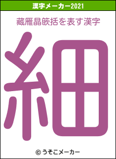 藏雁晶篏括の2021年の漢字メーカー結果