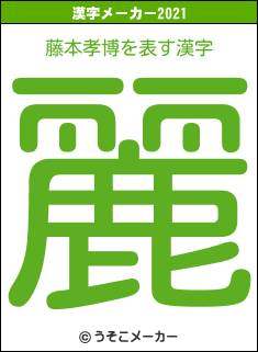 藤本孝博の2021年の漢字メーカー結果