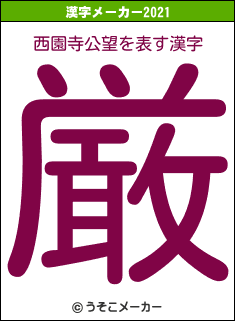 西園寺公望の2021年の漢字メーカー結果