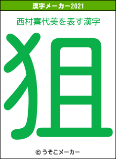 西村喜代美の21年を表す漢字は 狙