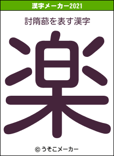 討隋蔀の2021年の漢字メーカー結果