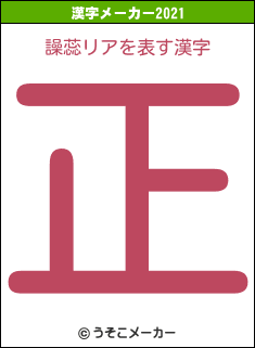 譟蕊リアの2021年の漢字メーカー結果