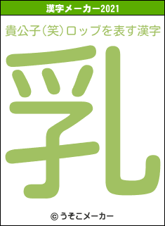 貴公子(笑)ロッブの2021年の漢字メーカー結果