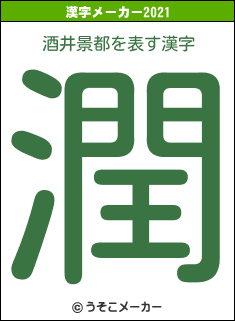 酒井景都の2021年の漢字メーカー結果